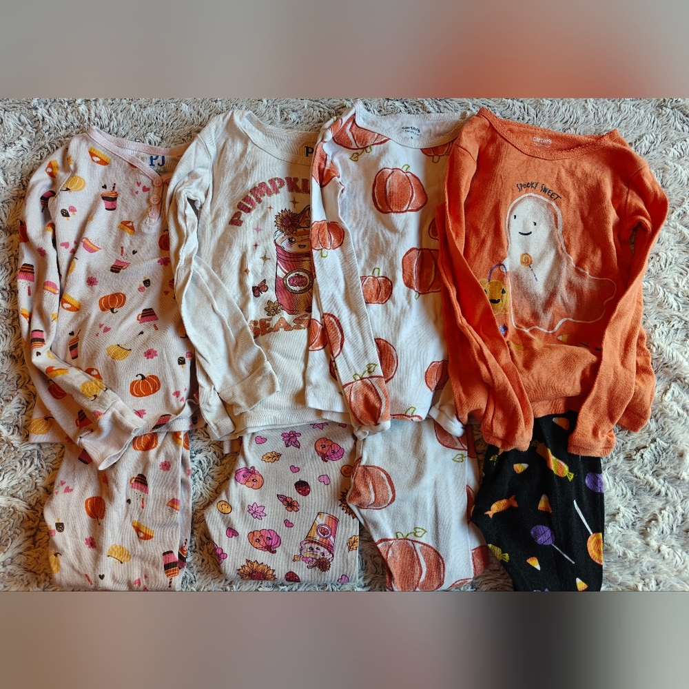 Carters and Children's Place Toddler Halloween Fall Pajama Lot Size 4T